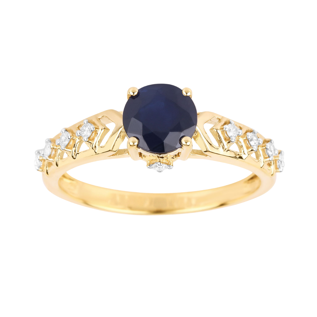 Genuine 10K Blue Sapphire and Diamond Ring