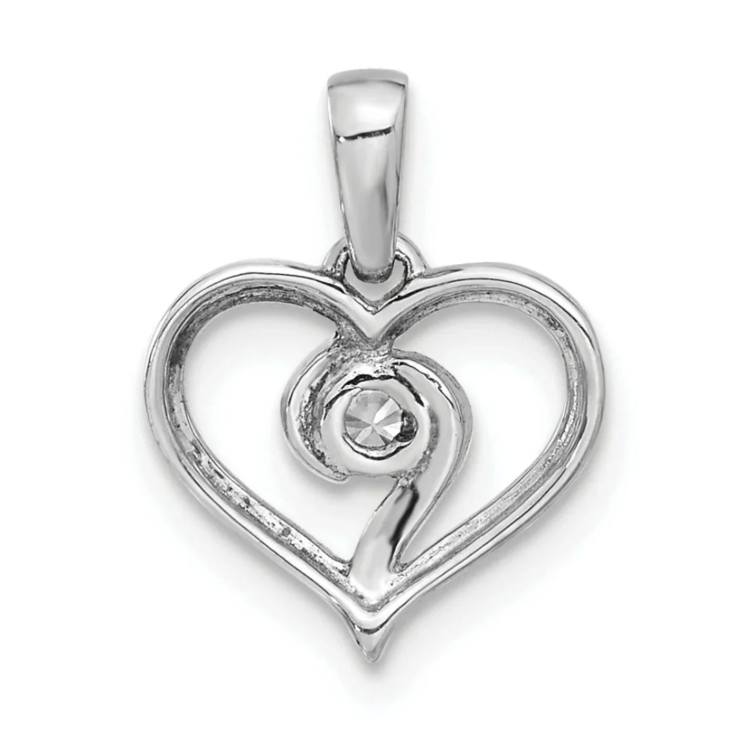14K White Gold Heart Shaped Twisted Pendant
