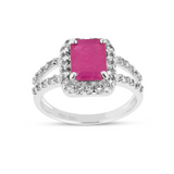 Natural Ruby Split Band Octagon Ring, Octagon ruby in 925 sterling silver band