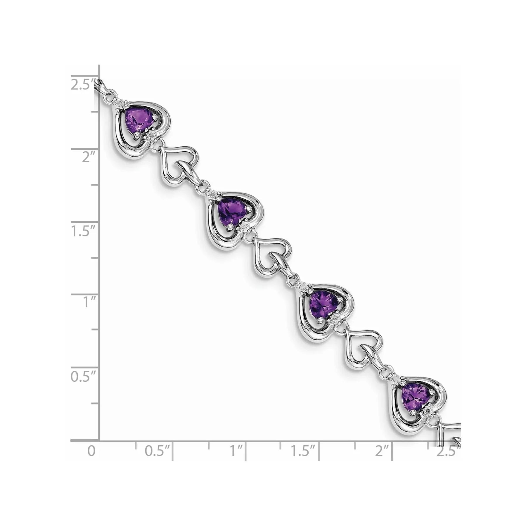 Genuine Amethyst and Diamond Heart Bracelets Sterling Silver Fine Color Jewels Anniversary bracelet for her,Birthstone bracelet for grandma,Birthstone bracelet for her,birthstone bracelet for mom,bracelet for girlfriend,bracelet for her,bracelet for mom,bracelet for wife,bracelet for women,Gemstone Bracelet,QG