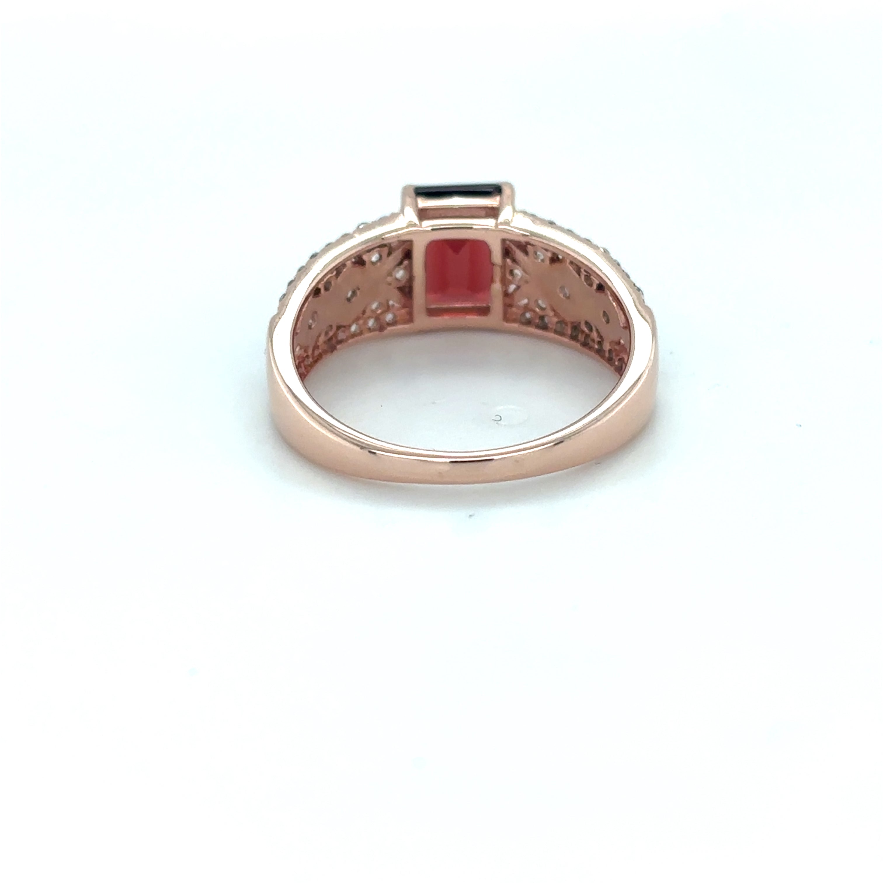 Emerald Cut Garnet and White Topaz Silver Ring