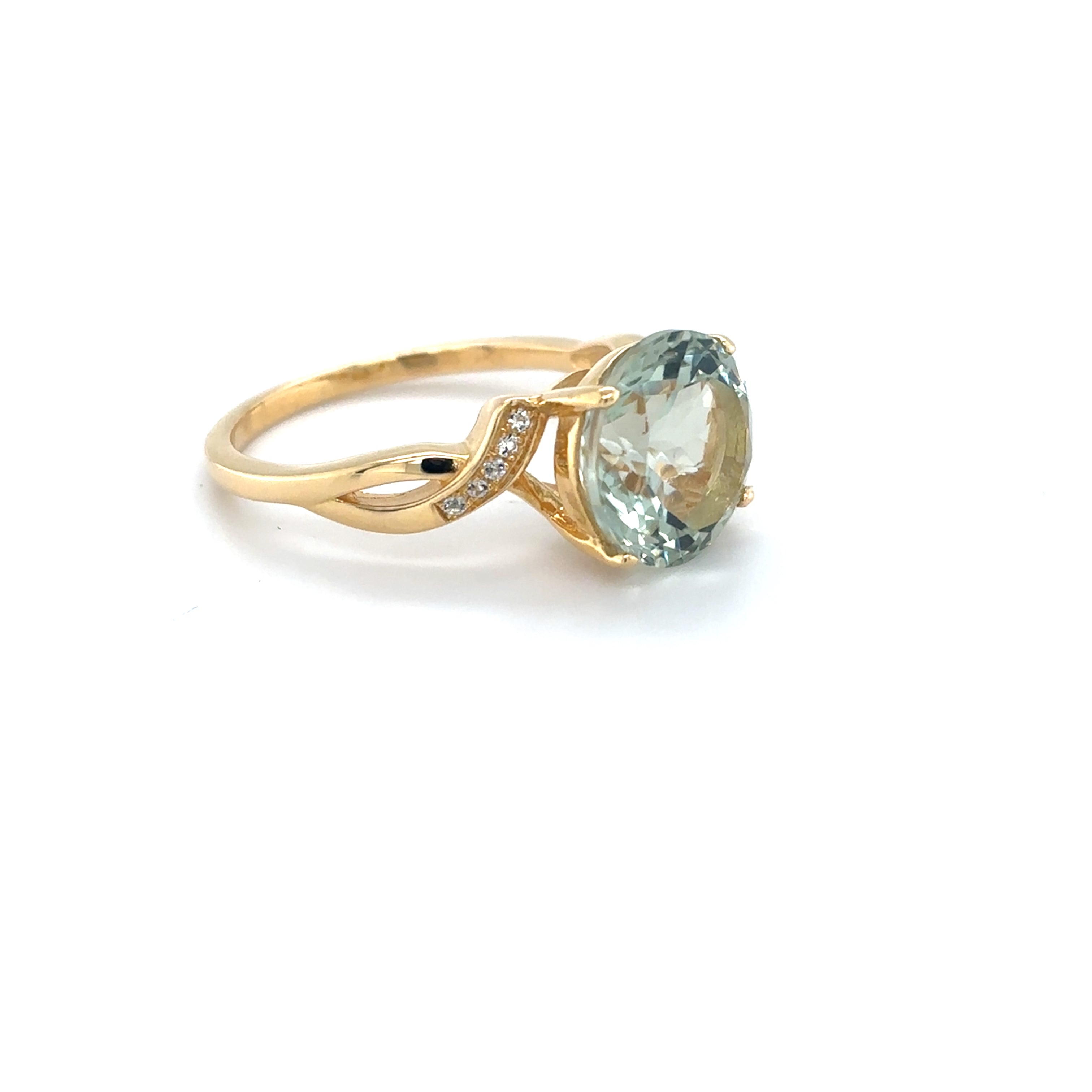 Natural Round Green Amethyst Silver Ring