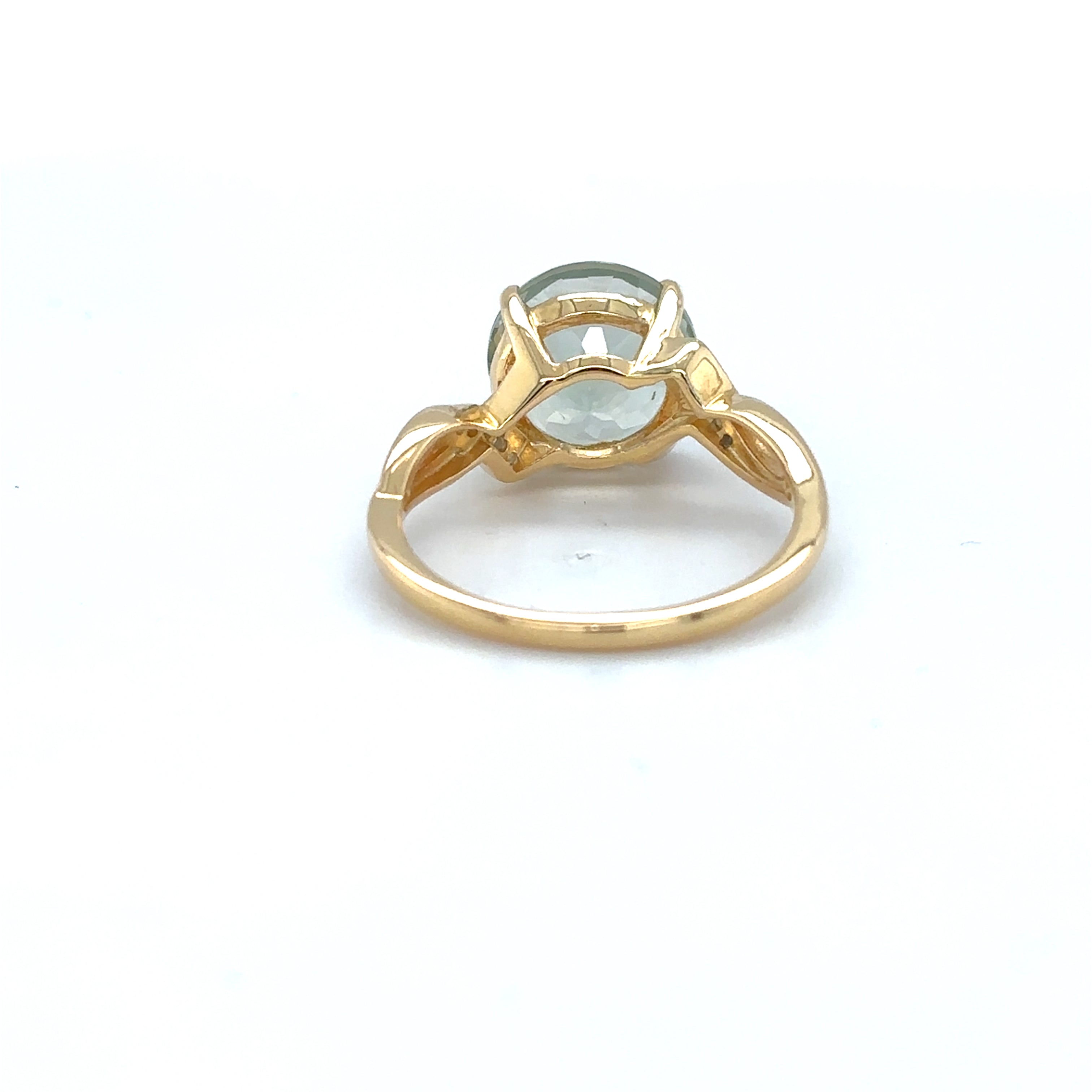 Natural Round Green Amethyst Silver Ring