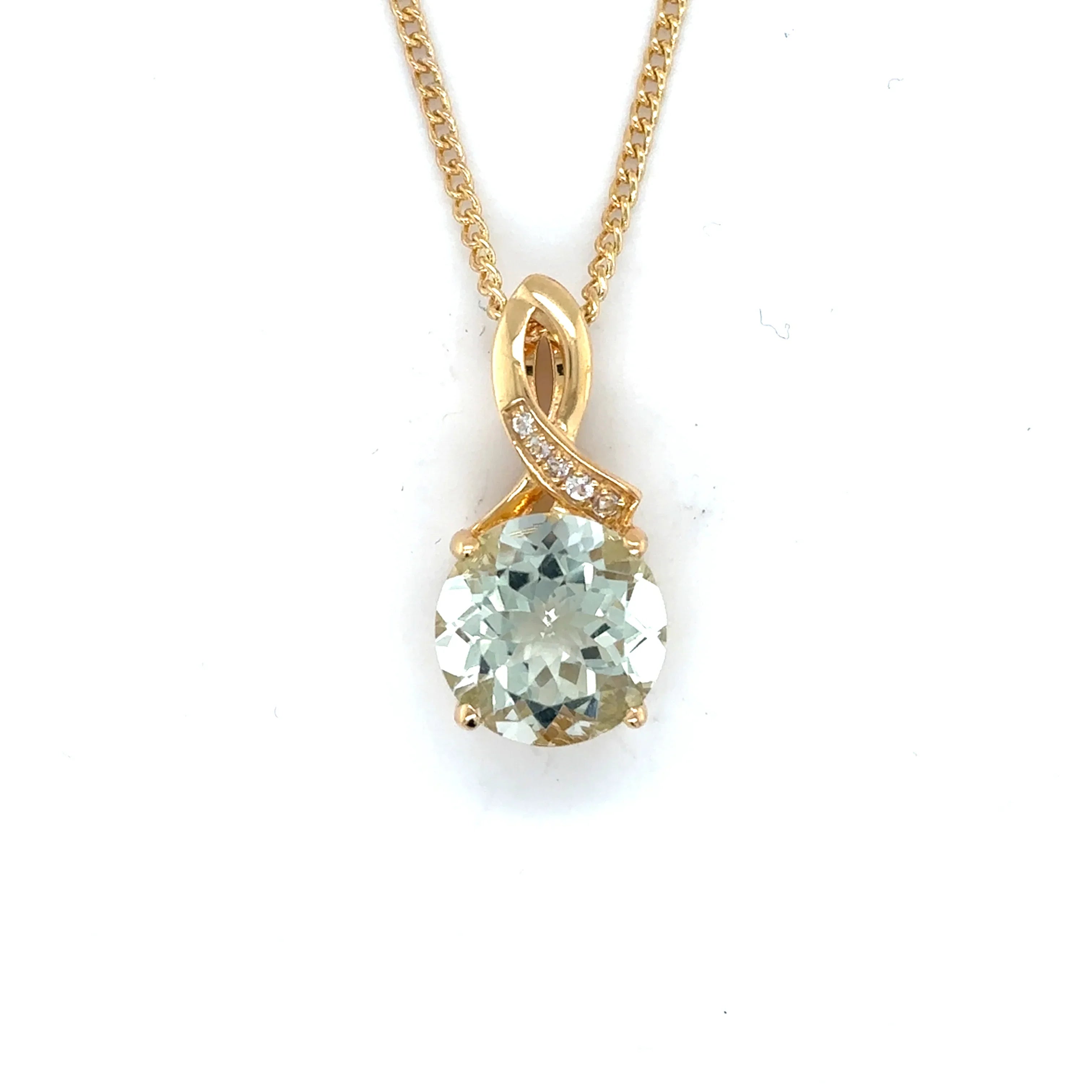 Natural Green Amethyst Pendant Necklace