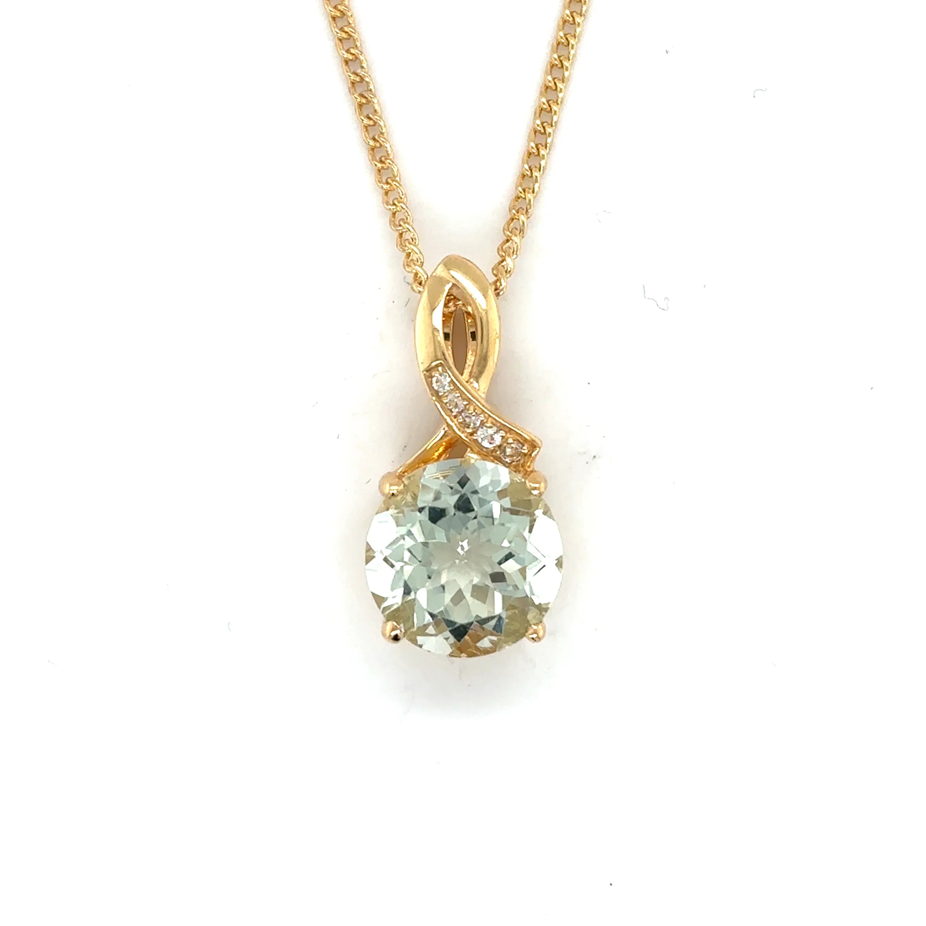 Natural Green Amethyst Pendant Necklace