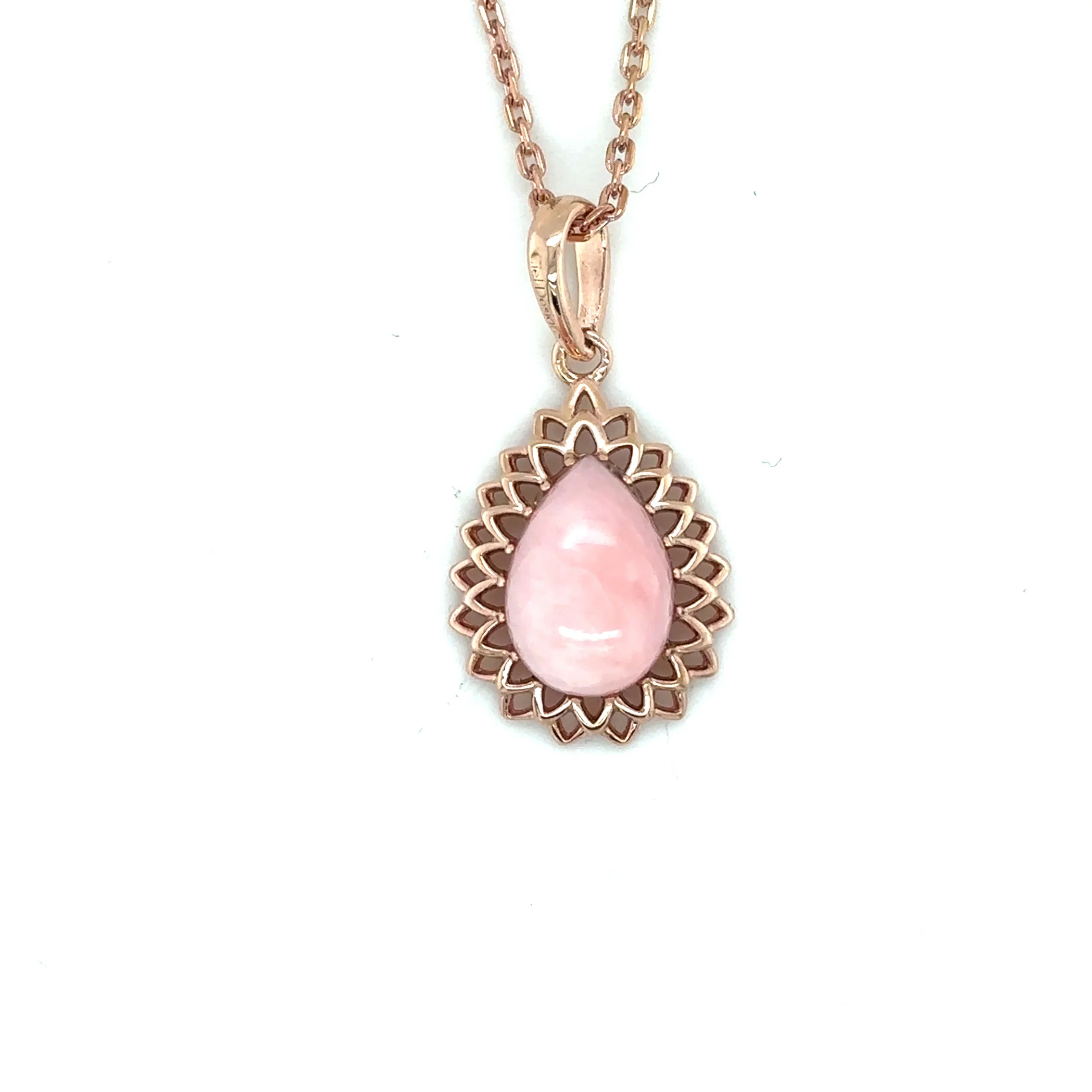 Pink Opal Teardrop Pendant Necklace