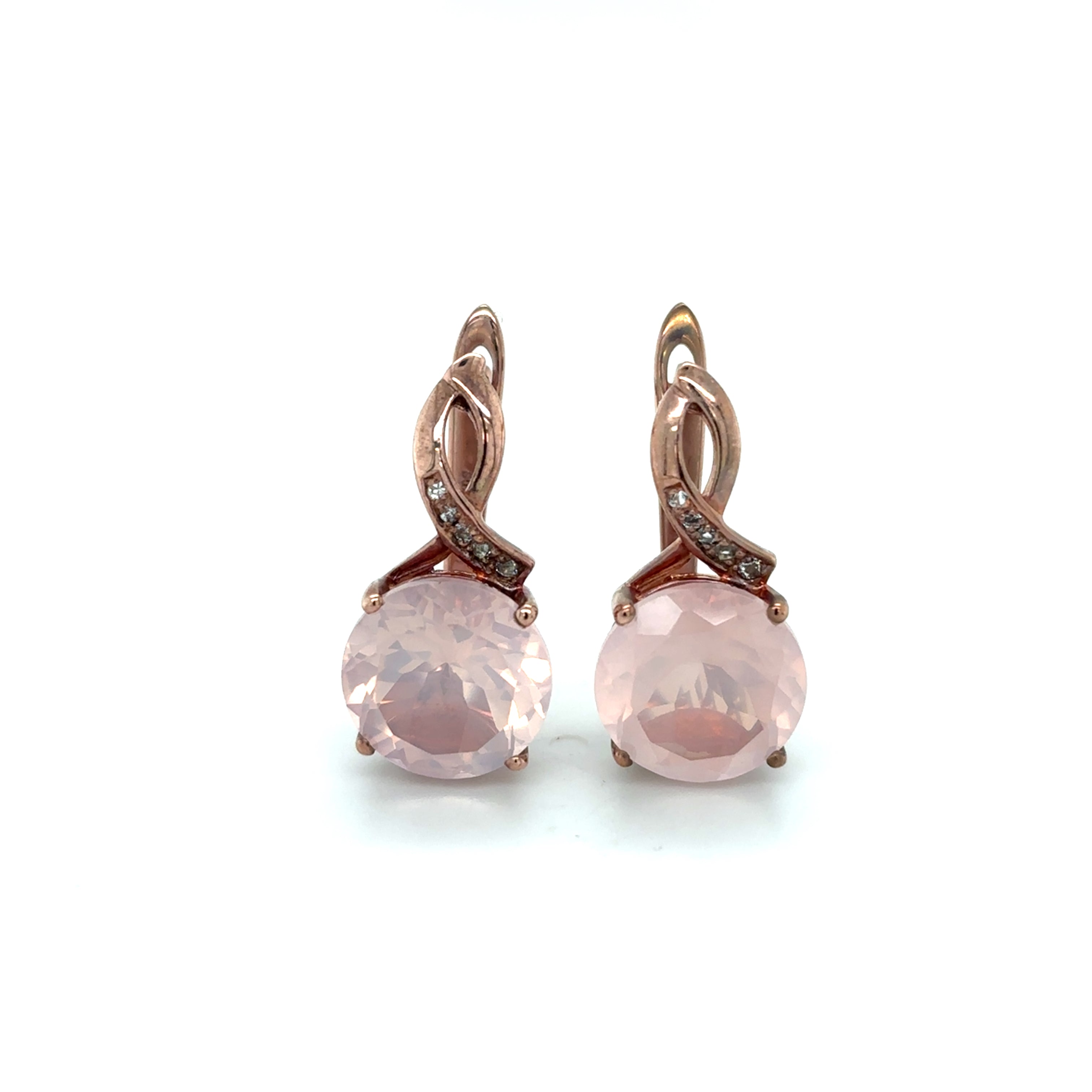 Natural Rose Quartz Silver Leverback Earrings