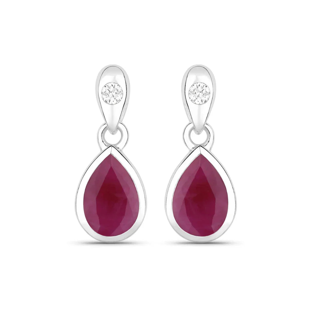 Genuine  Ruby and Diamond Dangle 10K Earrings