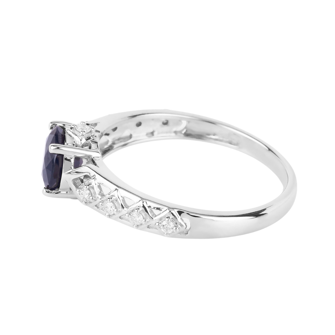 Genuine 10K Blue Sapphire and Diamond Ring