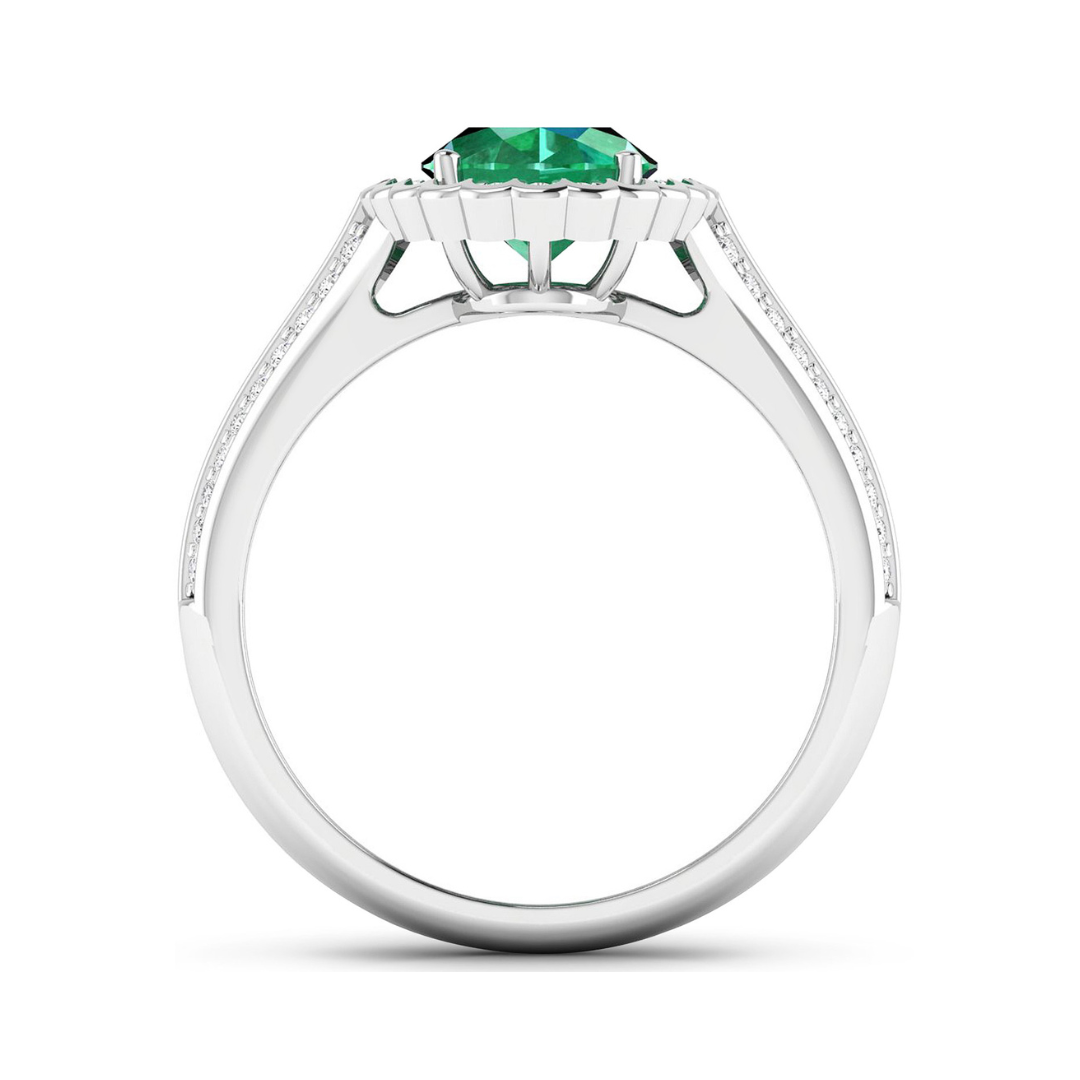 Genuine Zambian Emerald and Diamond Bridge Ring