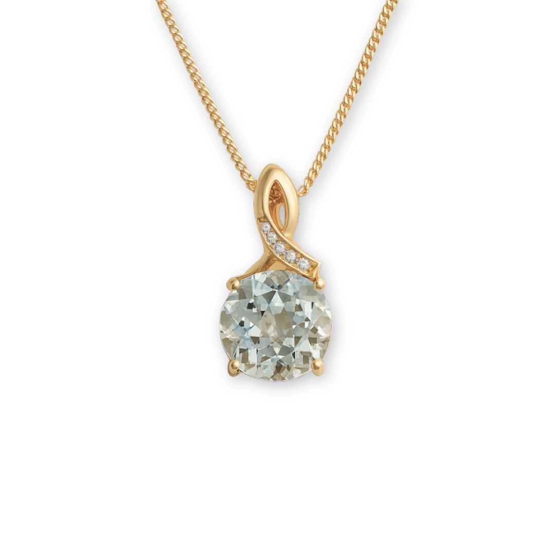 Natural Green Amethyst Pendant Necklace