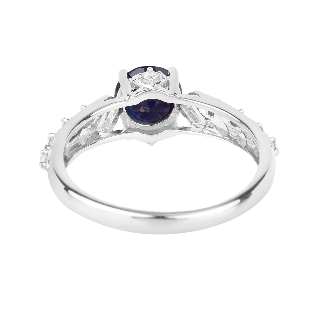 Genuine 10K Blue Sapphire and Diamond Ring