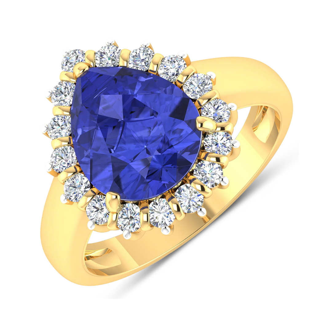 Genuine Diamond and Tanzanite Halo Ring