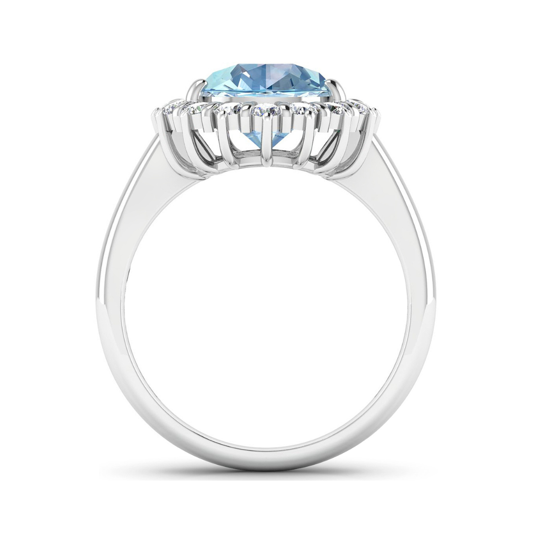 Genuine Diamond Aquamarine Teardrop Engagement Ring