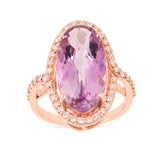 Amethyst Oval Halo Ring, Oval pink amethyst halo ring, 18K rose gold plated amethyst ring for women