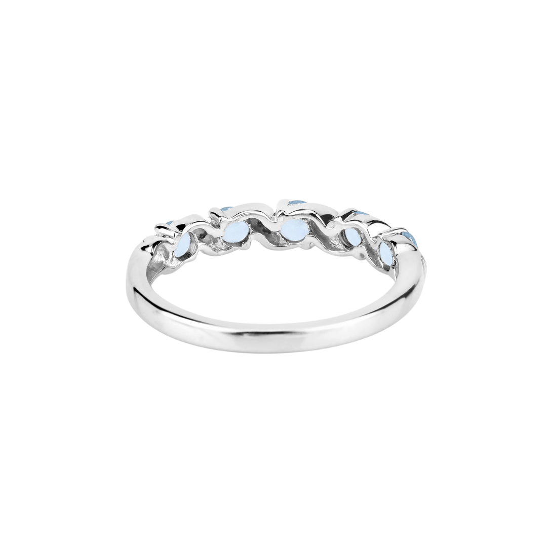 Genuine Swiss Blue Topaz 5 Stone Sterling Silver Ring