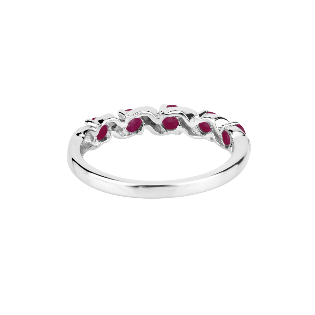 Genuine Silver Pink Ruby 5 Stone Ring