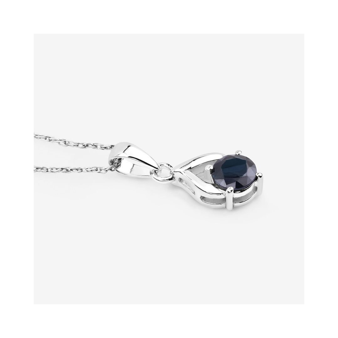 Genuine 10K Blue Sapphire Solitaire Pendant