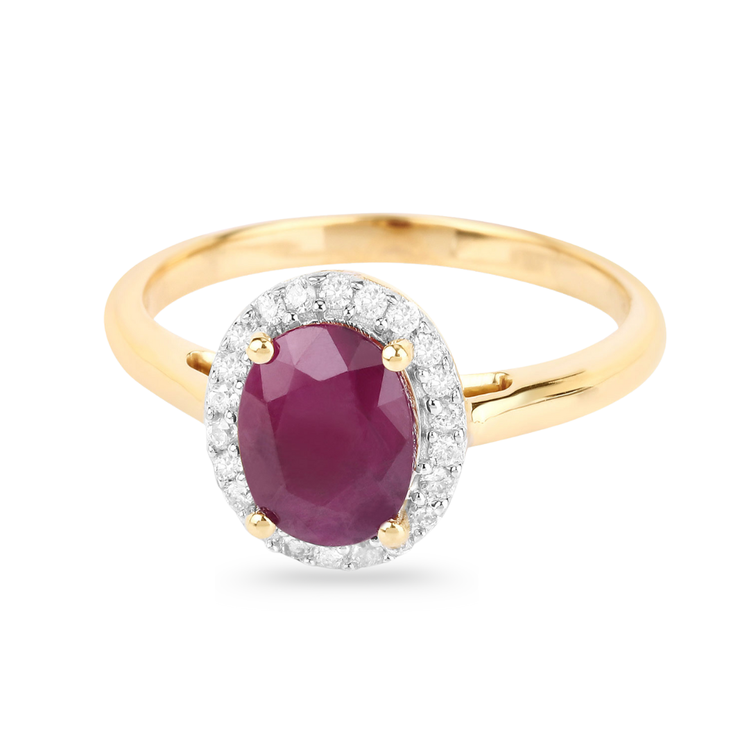 Genuine 10K Pink Ruby and Diamond Halo Ring