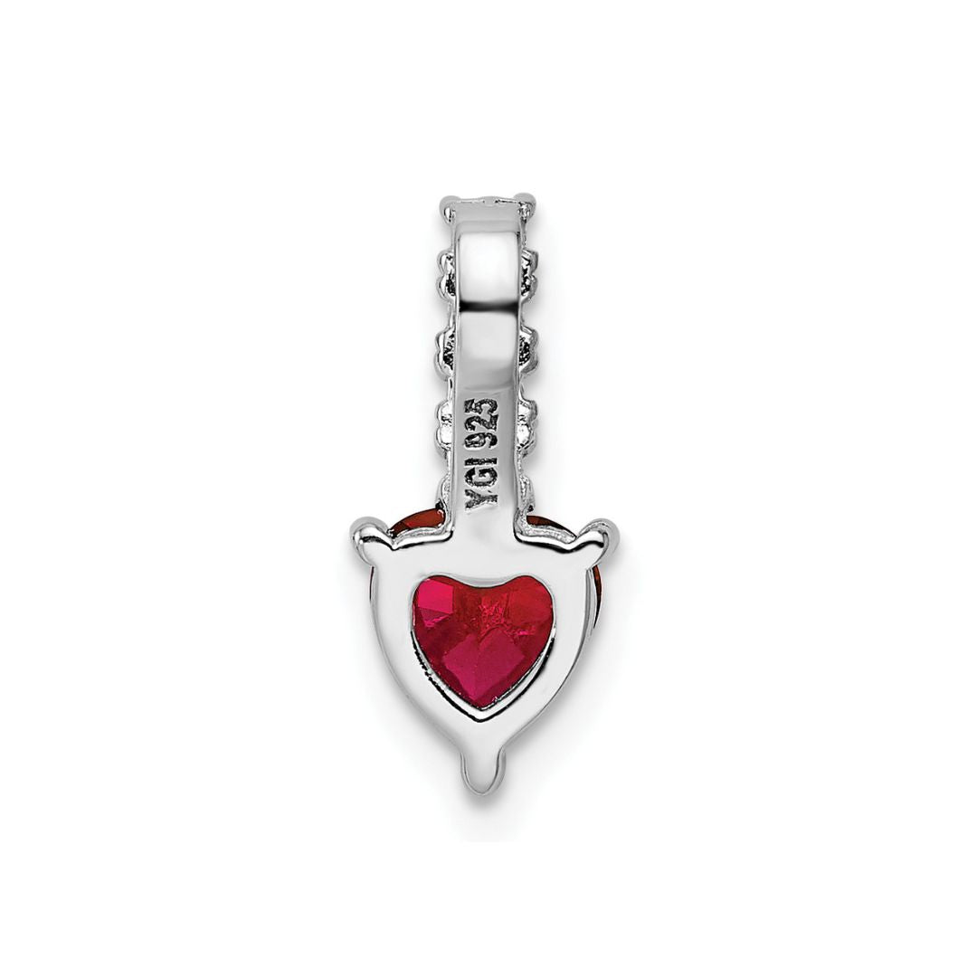 Silver Created Ruby Heart Pendant
