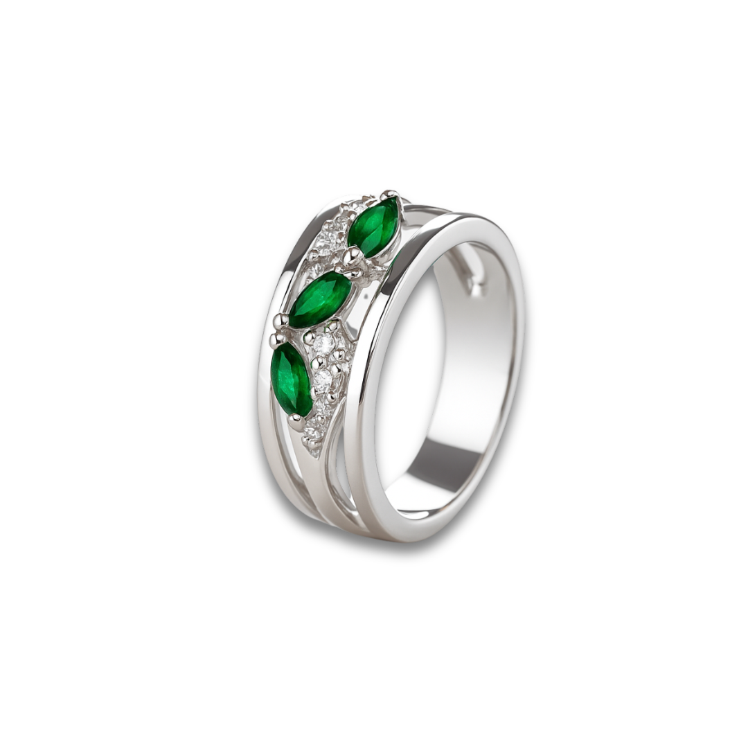 Natural Green Chrome Diopside Ring Silver
