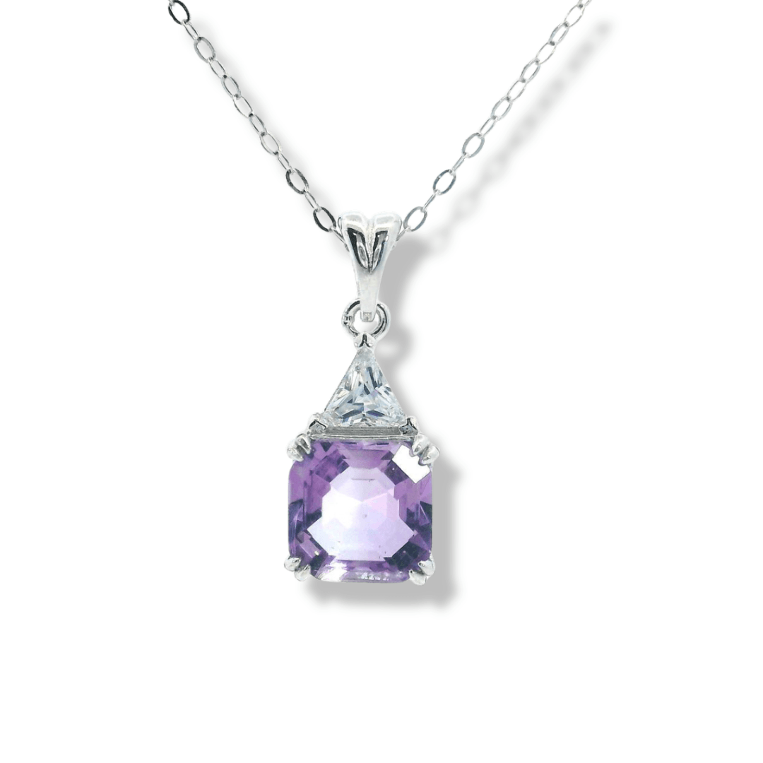 Octagon Real Amethyst Sterling Silver Pendant Necklace, amethyst jewelry, natural amethyst jewelry, affordable jewelry designs, gift for mom, wedding gift for mom