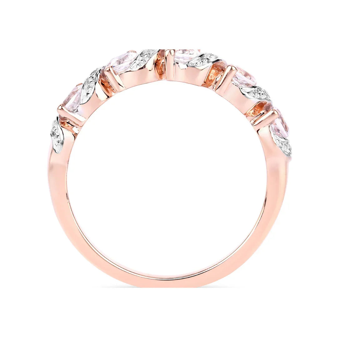 Peach Genuine Morganite 5 Stone Ring