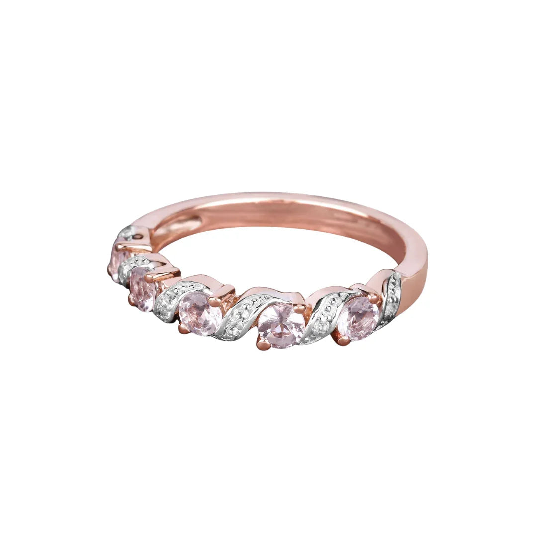 Peach Genuine Morganite 5 Stone Ring