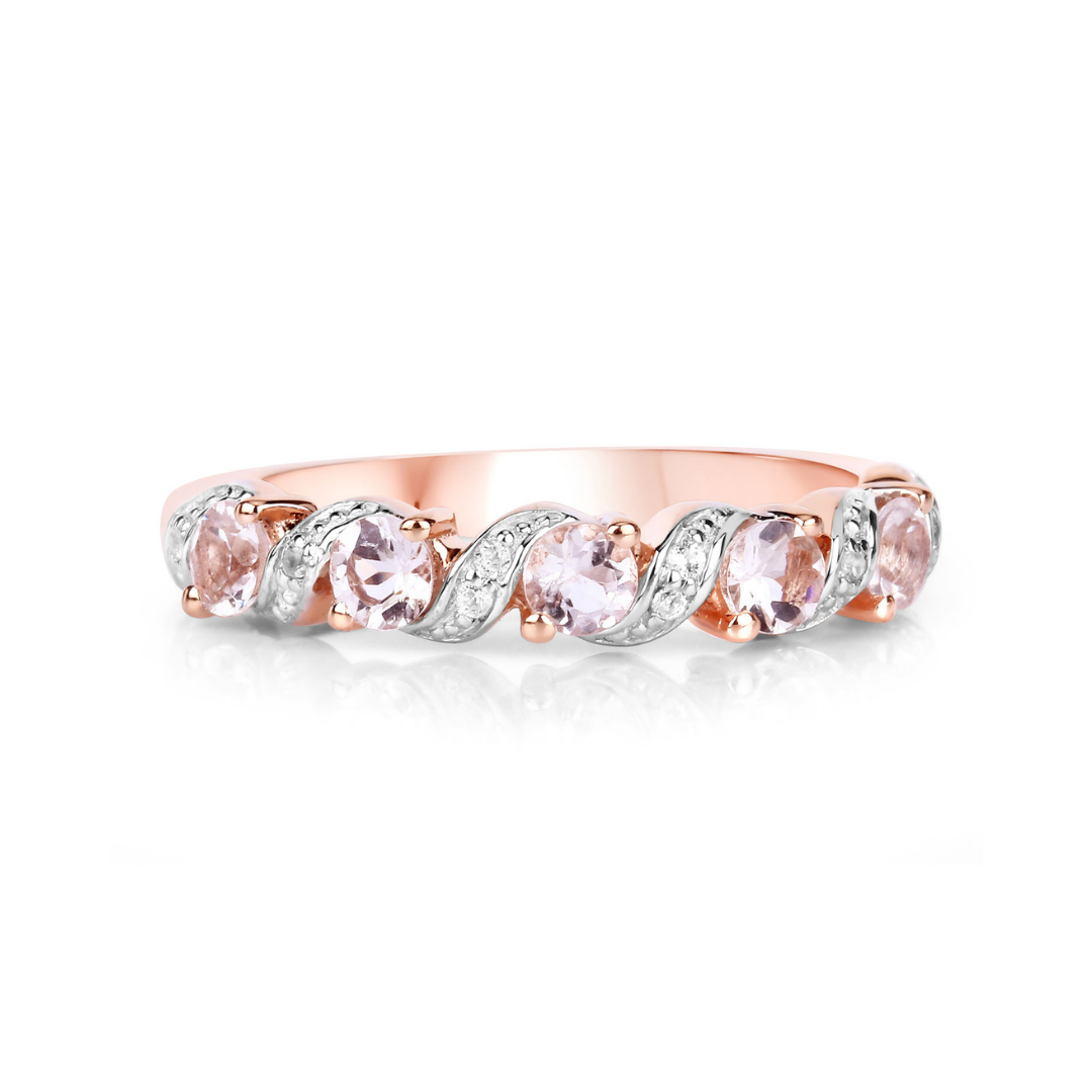 Peach Genuine Morganite 5 Stone Ring