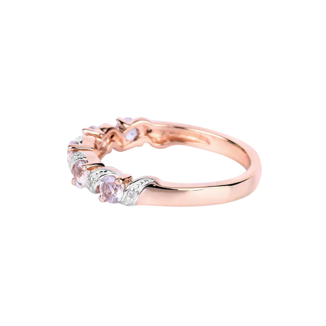 Peach Genuine Morganite 5 Stone Ring