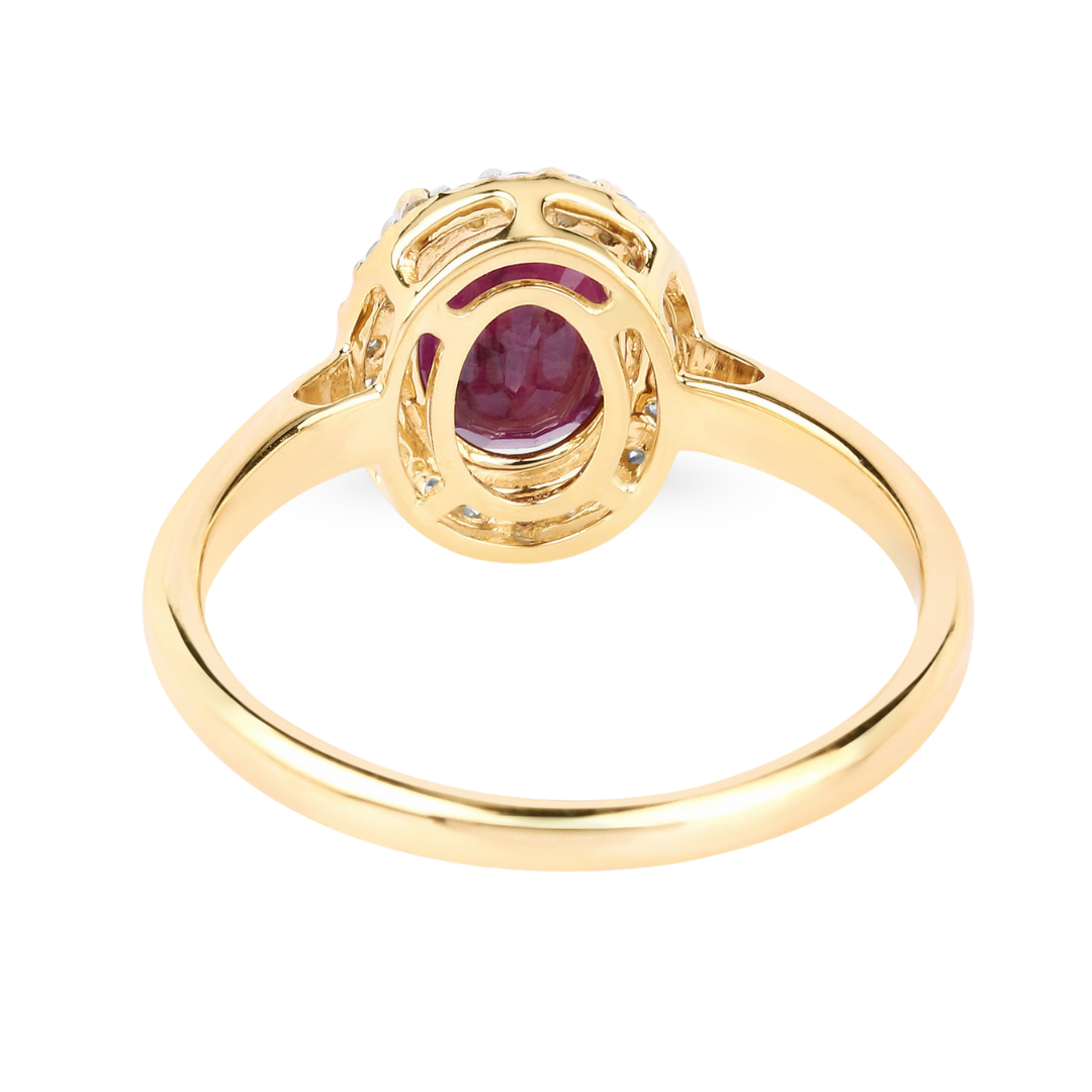 Genuine 10K Pink Ruby and Diamond Halo Ring