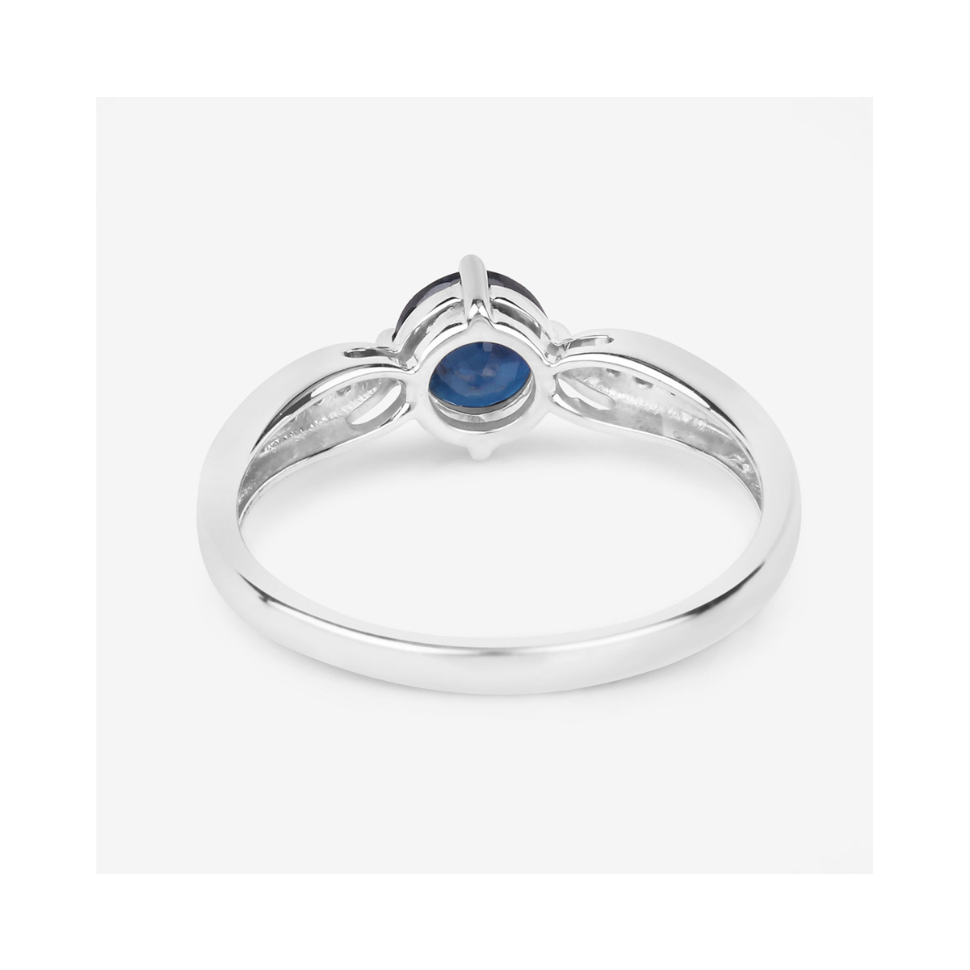 Genuine 10K Blue Sapphire Diamond Cocktail Ring