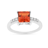 Square cut solitaire sapphire ring, affordable solitaire ring for women
