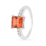 Orange gemstone ring, peach orange sapphire ring