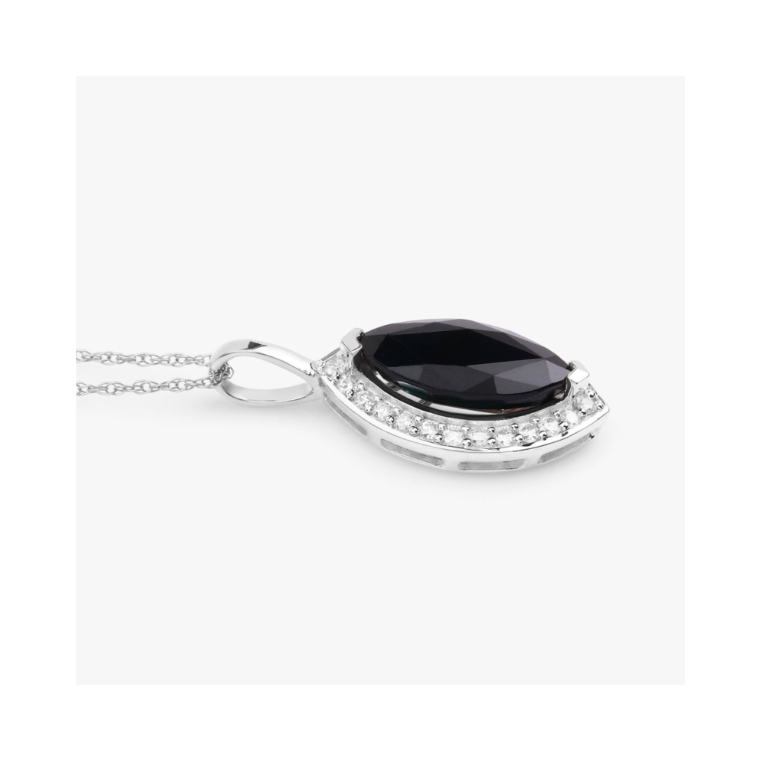 Genuine Blue Sapphire and Diamond Halo Pendant