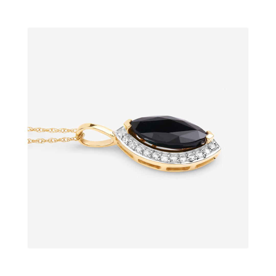 Genuine Blue Sapphire and Diamond Halo Pendant