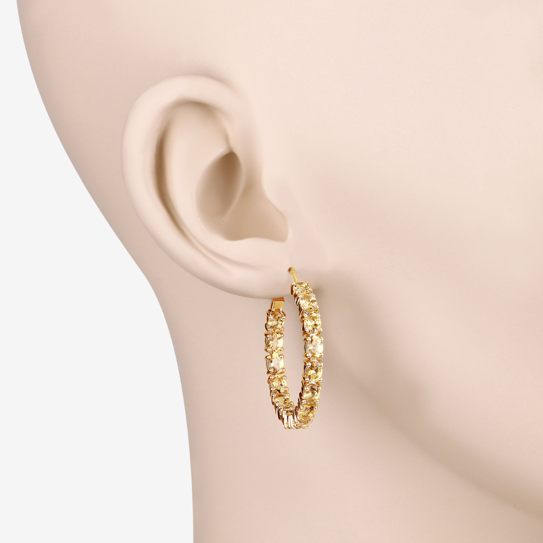 Pendientes de aro con piedras preciosas multicolores