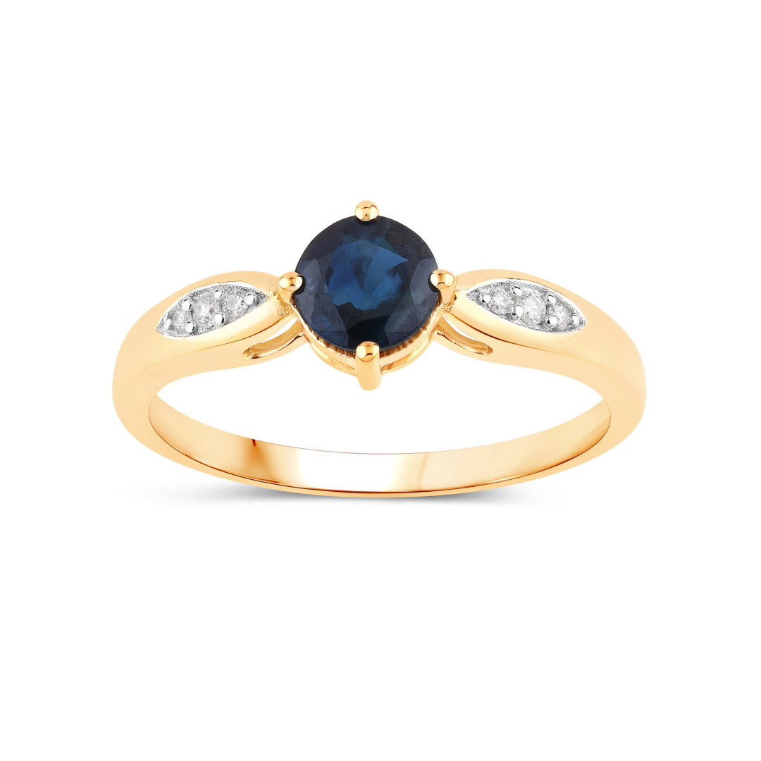 Genuine 10K Blue Sapphire Diamond Cocktail Ring