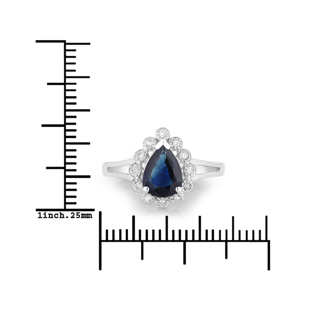 Genuine 10K Blue Sapphire and White Diamond Ring