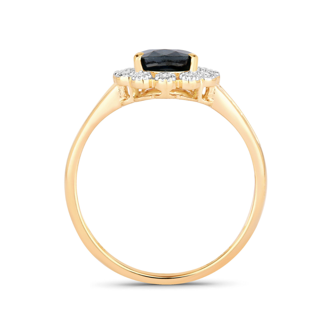 Genuine 10K Blue Sapphire and White Diamond Ring