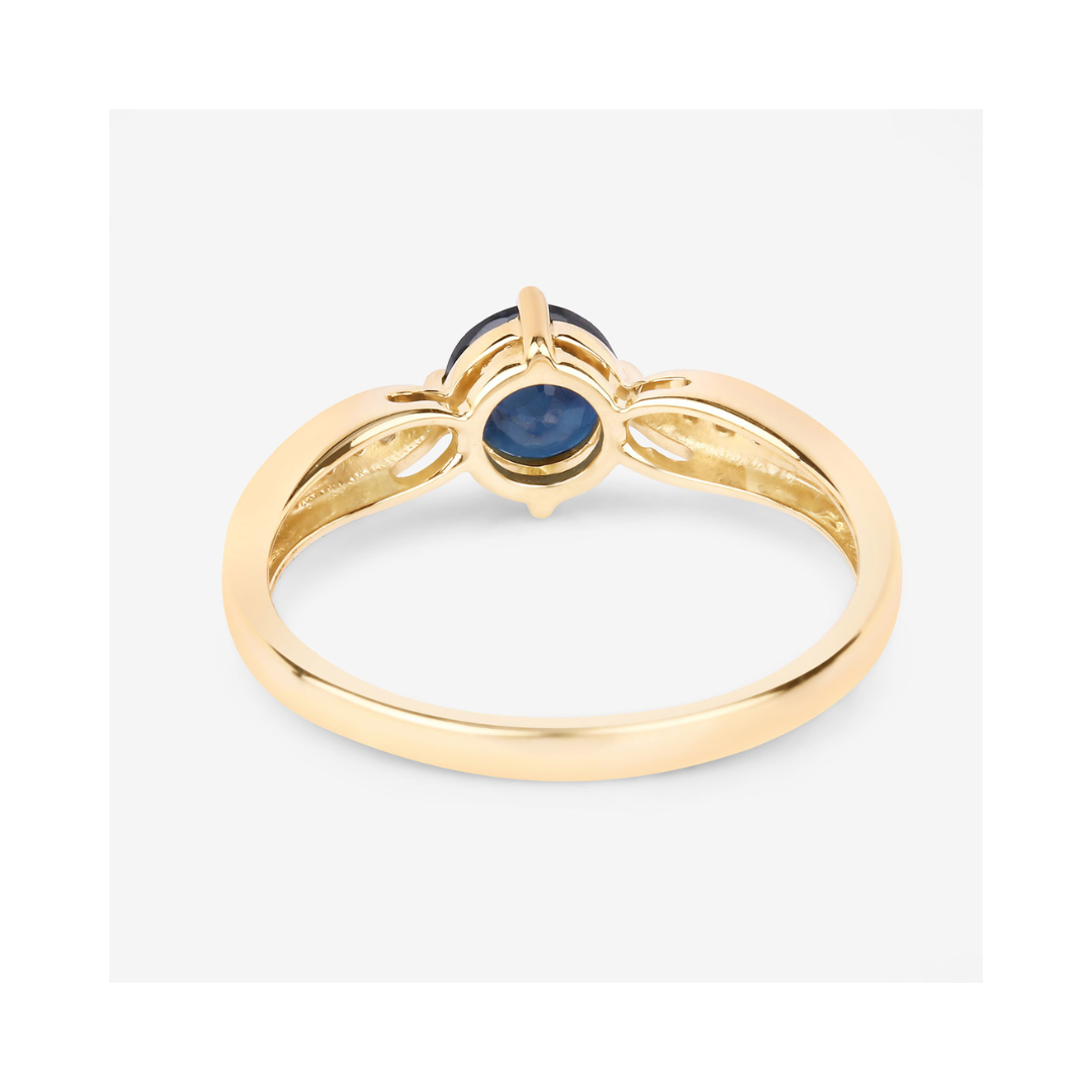 Genuine 10K Blue Sapphire Diamond Cocktail Ring