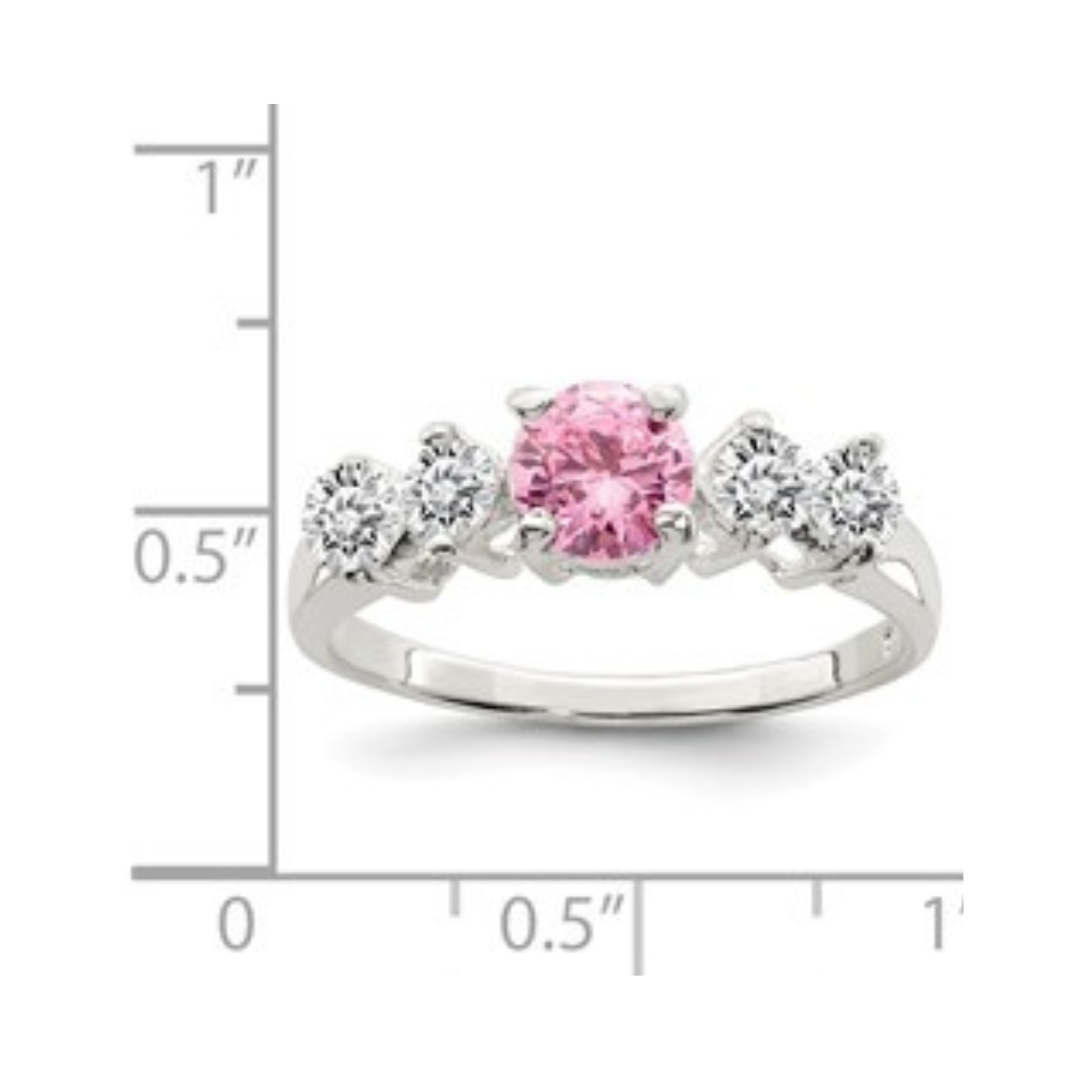 Pink Round CZ Stones Ring