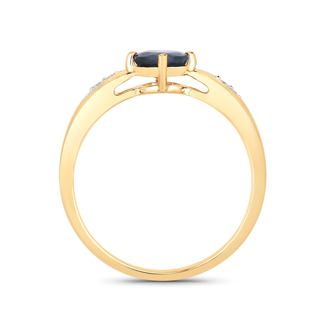 Genuine 10K Blue Sapphire Diamond Cocktail Ring