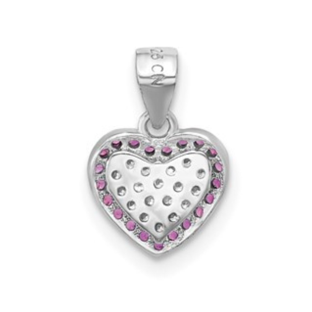 Pink CZ Heart Charm Pendant