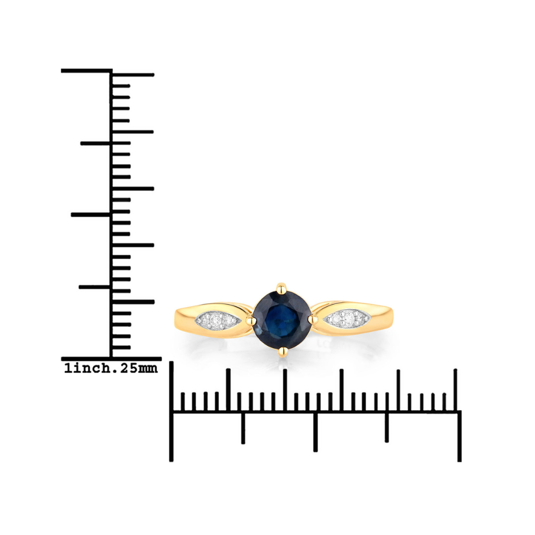 Genuine 10K Blue Sapphire Diamond Cocktail Ring