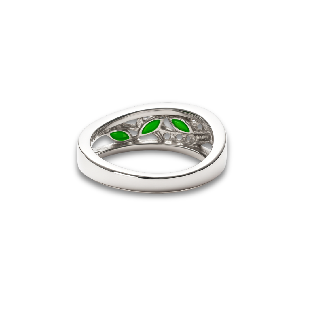 Natural Green Chrome Diopside Ring Silver