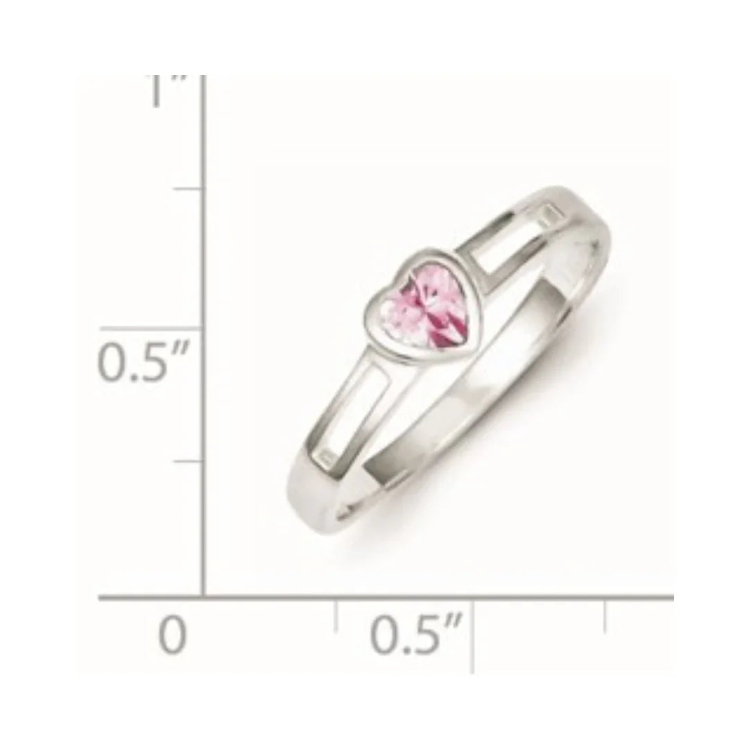 Pink Cubic Zirconia Heart Ring