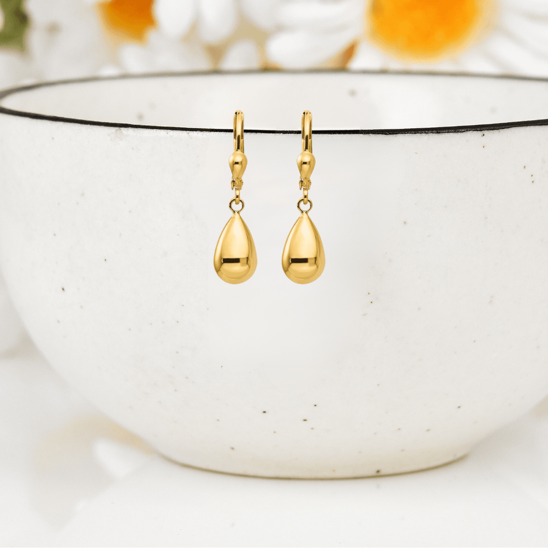 Boucles d'oreilles pendantes en forme de larme en or 10 carats