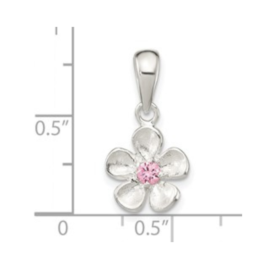 Pink Cubic Zirconia Flower Pendant