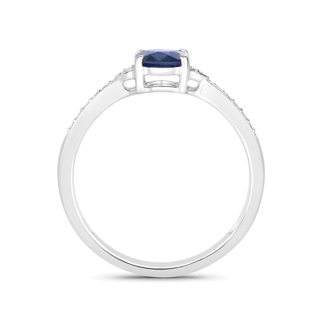 Genuine 10K Blue Sapphire and Diamond Bridge Ring